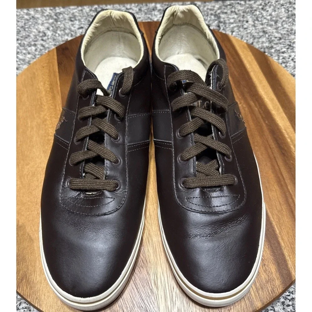 Polo‎ Ralph Lauren Hanford Brown Leather Casual Sneakers Mens Sz 15D Super Clean
